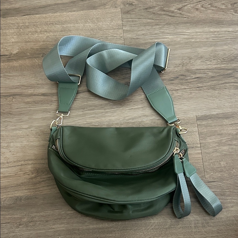Forest Green Crossbody Bag with Wide Adjustable Strap